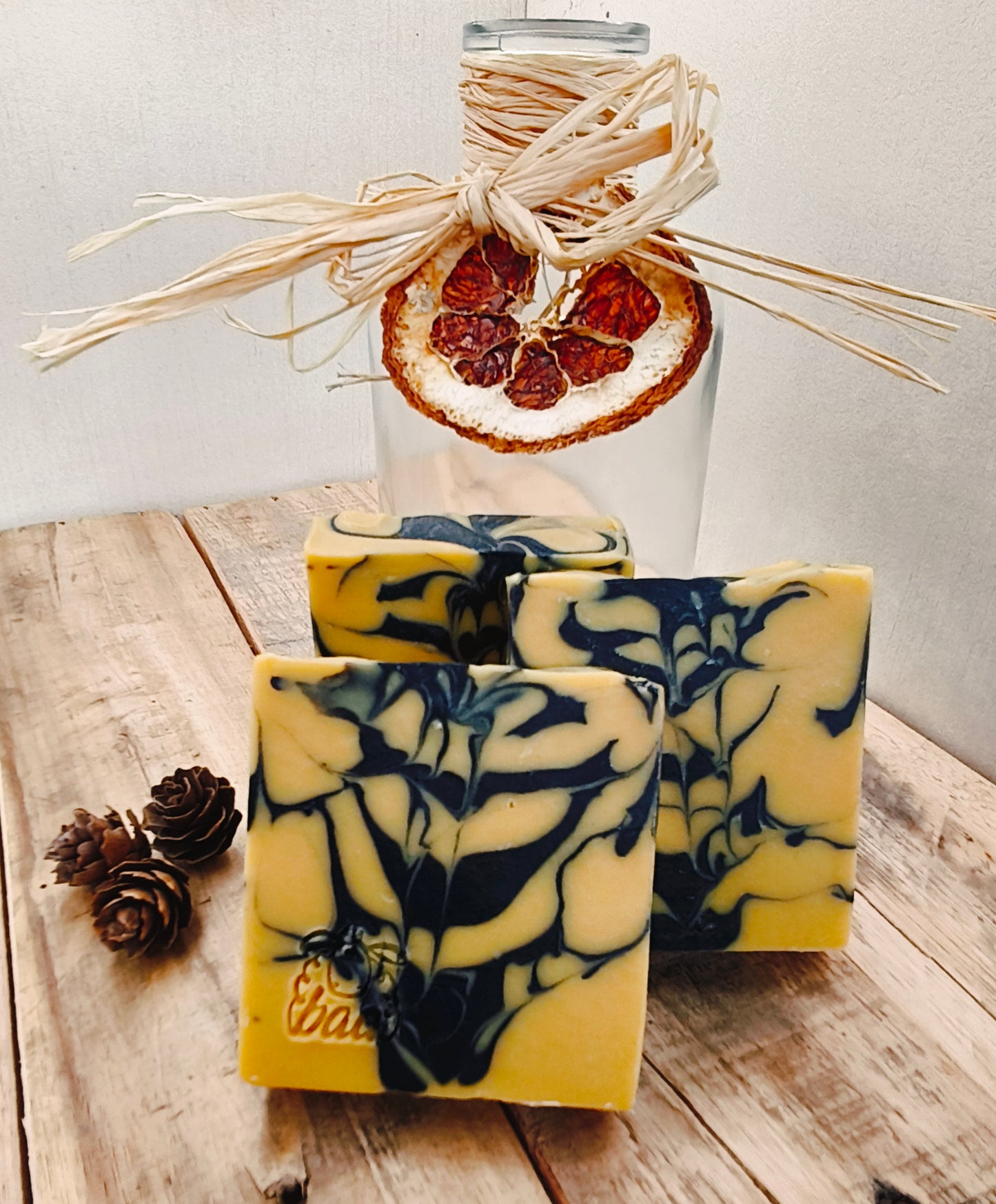 Charcoal & Yellow Swirl Soap Baa