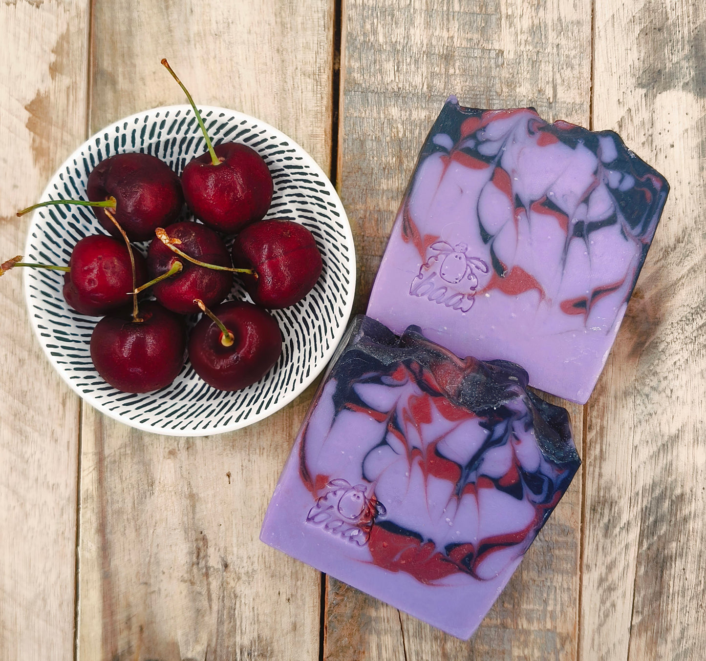 Black Cherry Blossom Swirl Soap Baa
