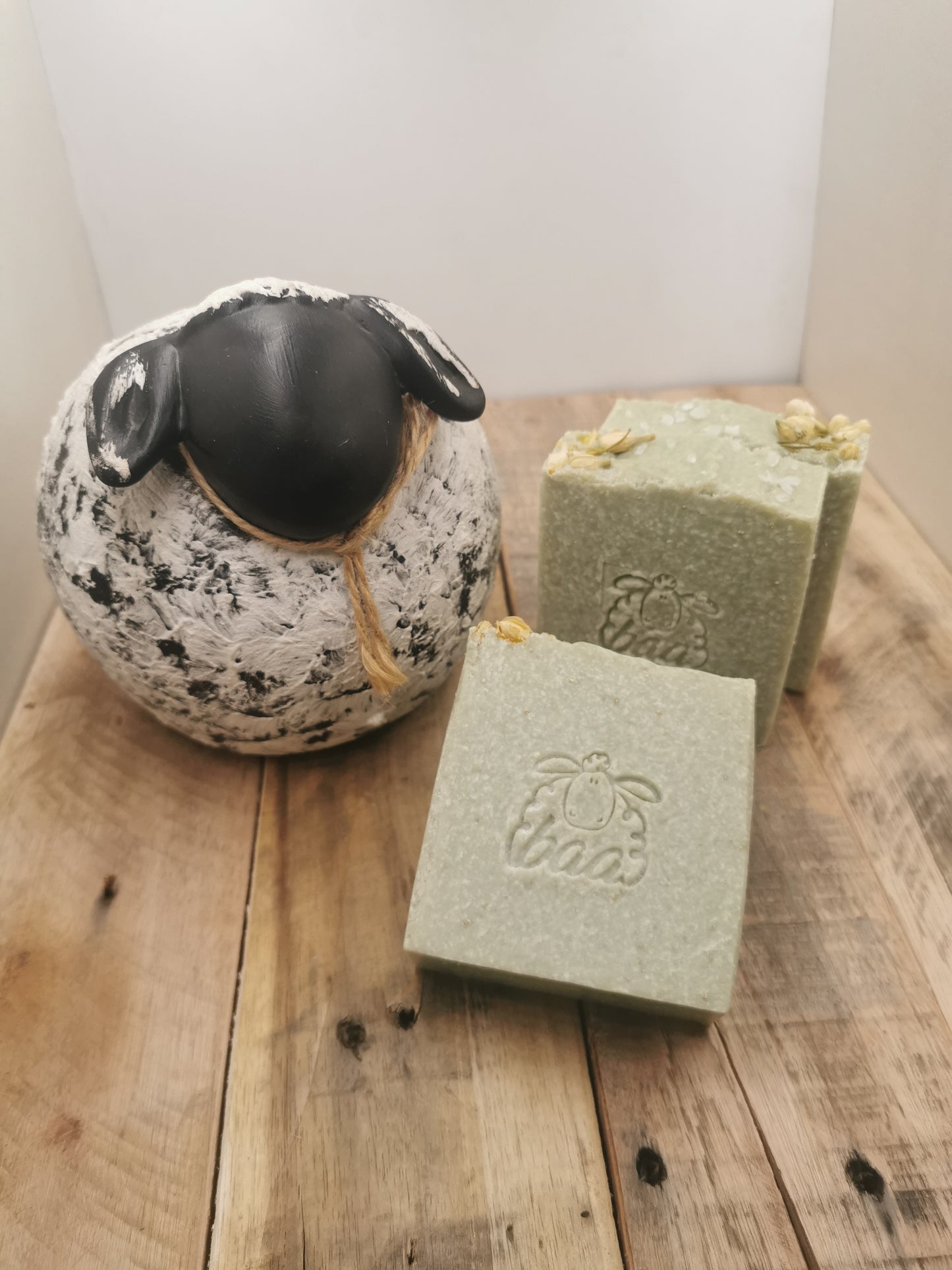 French Green Clay & Sea Salt Soap Baa with Forest Pine, Bergamot and Sandalwood Fragrance & Essential Oils (V)