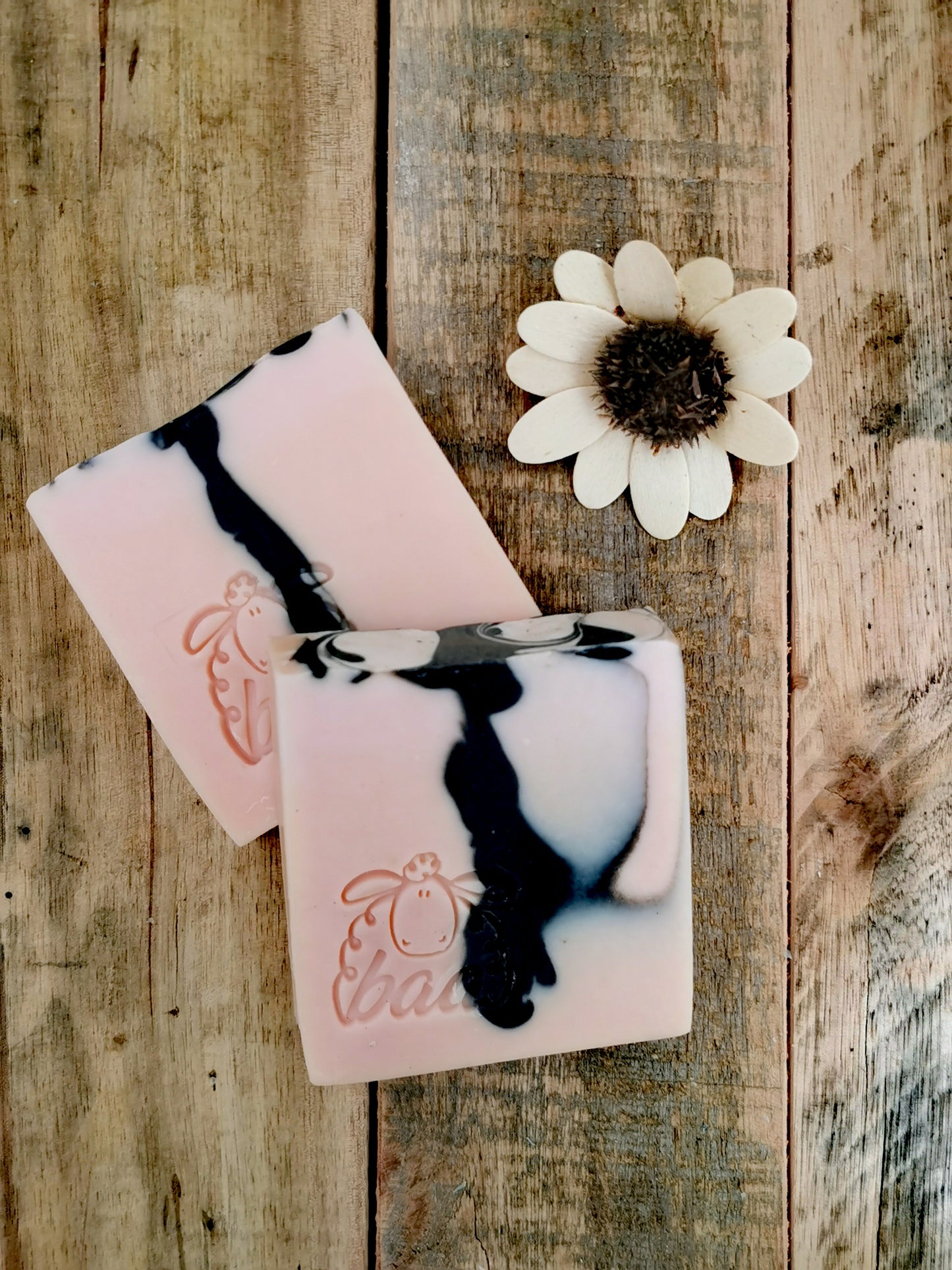 Charcoal & Pink Clay Swirl Soap Baa with Neroli & Citrus Fragrance and Essential Oils (V)