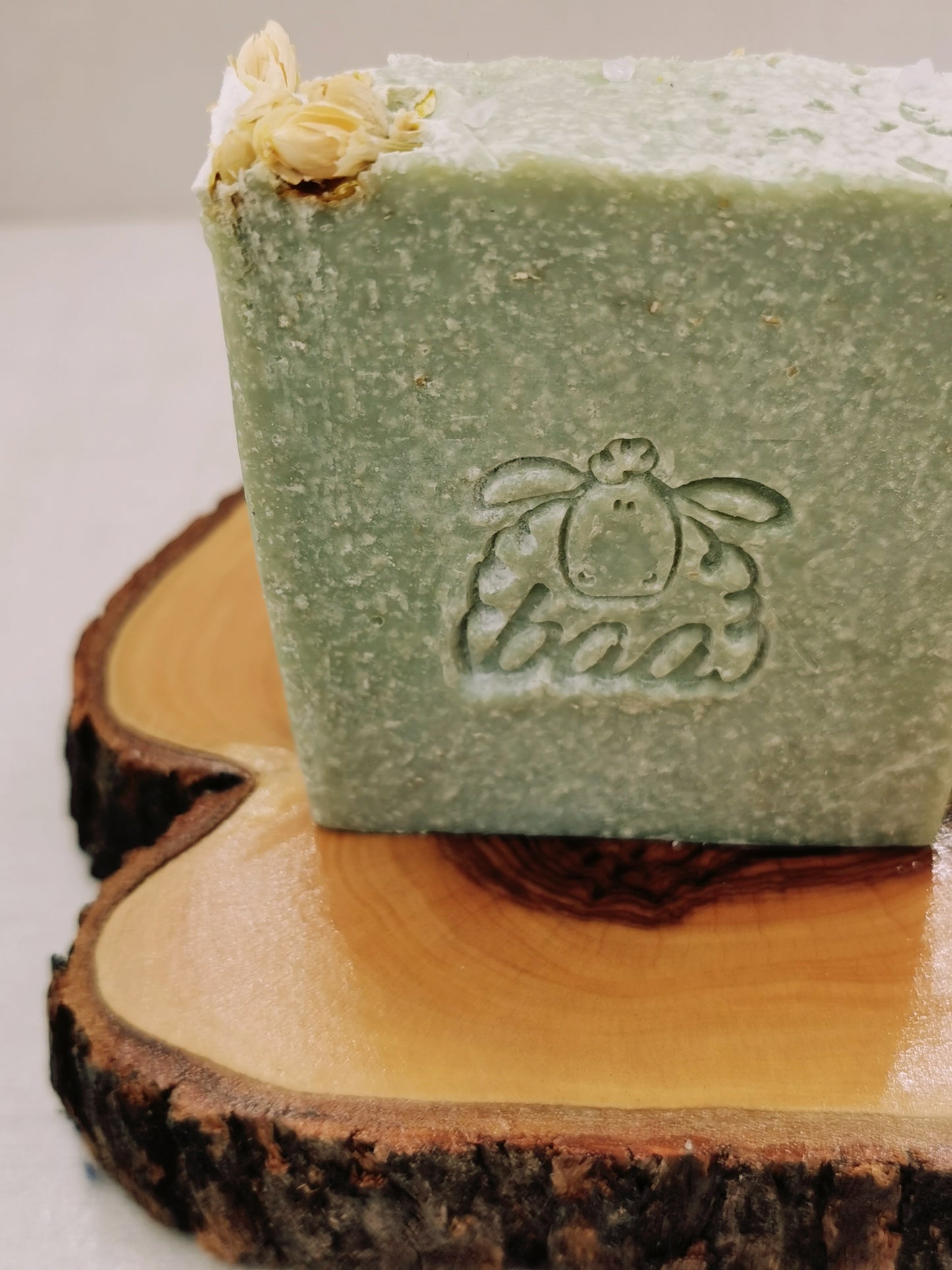 French Green Clay & Sea Salt Soap Baa with Forest Pine, Bergamot and Sandalwood Fragrance & Essential Oils (V)